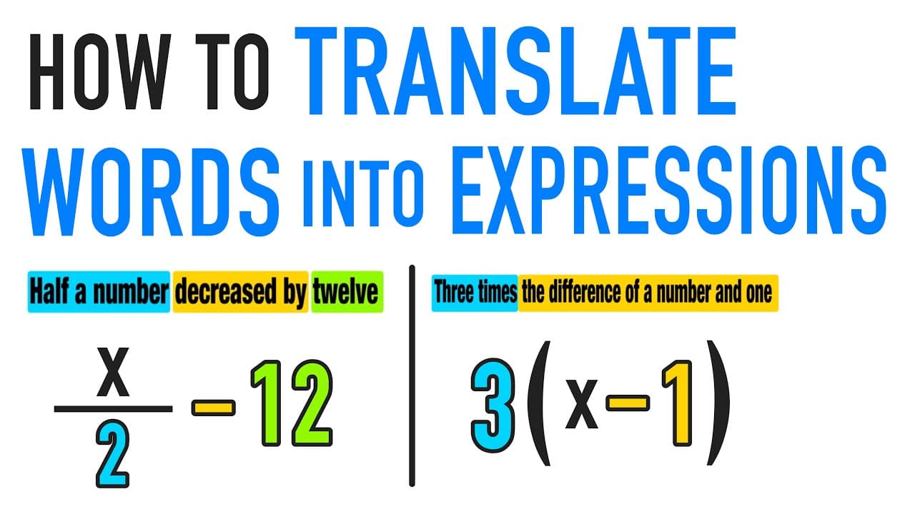 Translating Verbal Phrases into Algebraic Expressions
