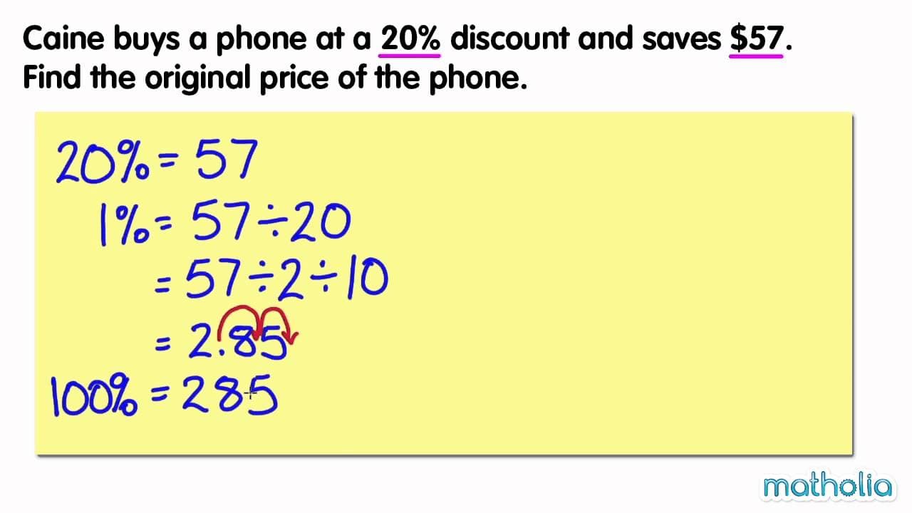 Calculating the Whole Amount from a Percentage Part