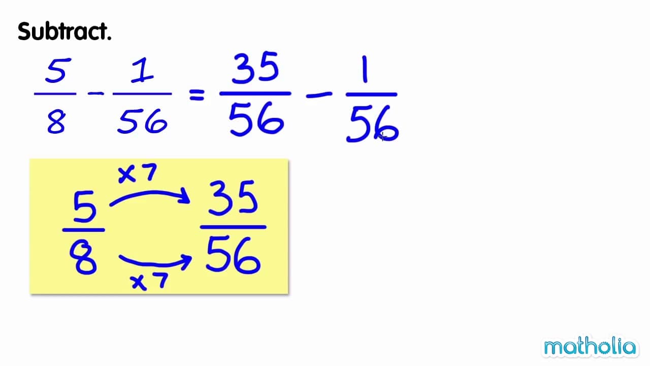 How to Subtract Fractions with Unlike Denominators