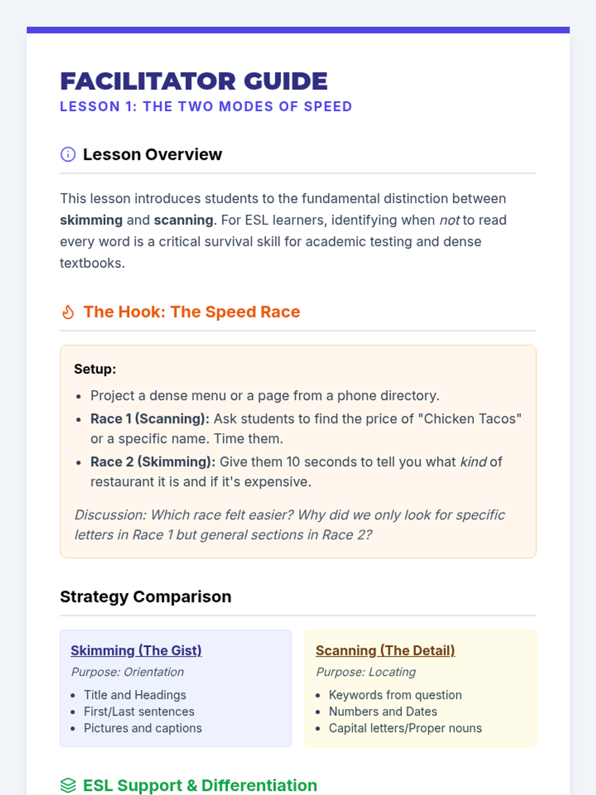 Lesson One Facilitator Guide
