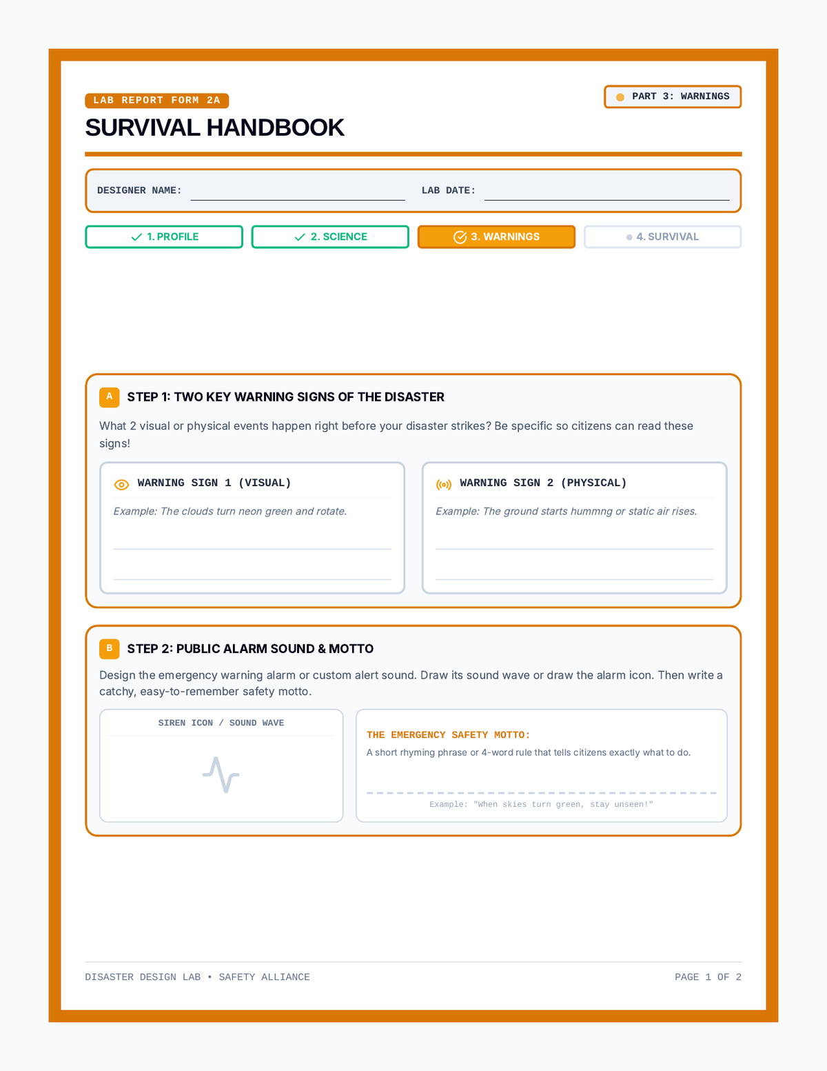 Survival Guide Template page 1