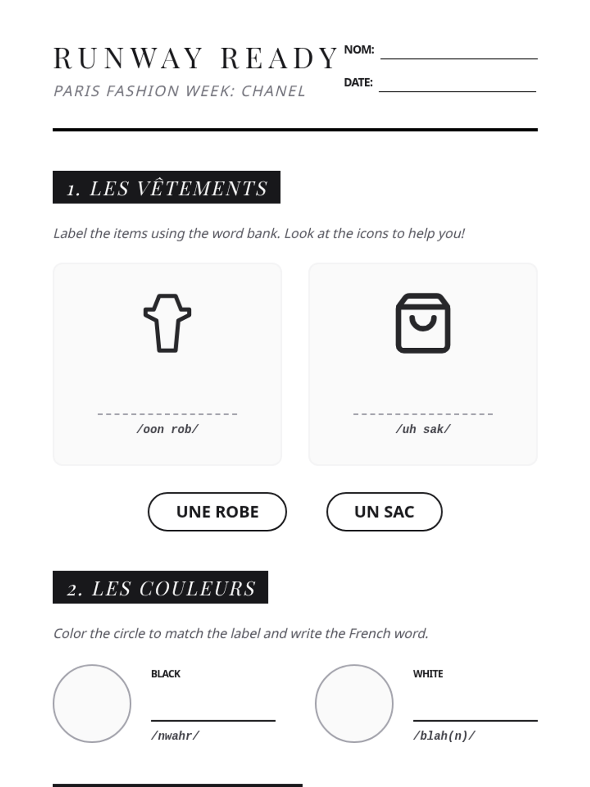Runway Ready Worksheet