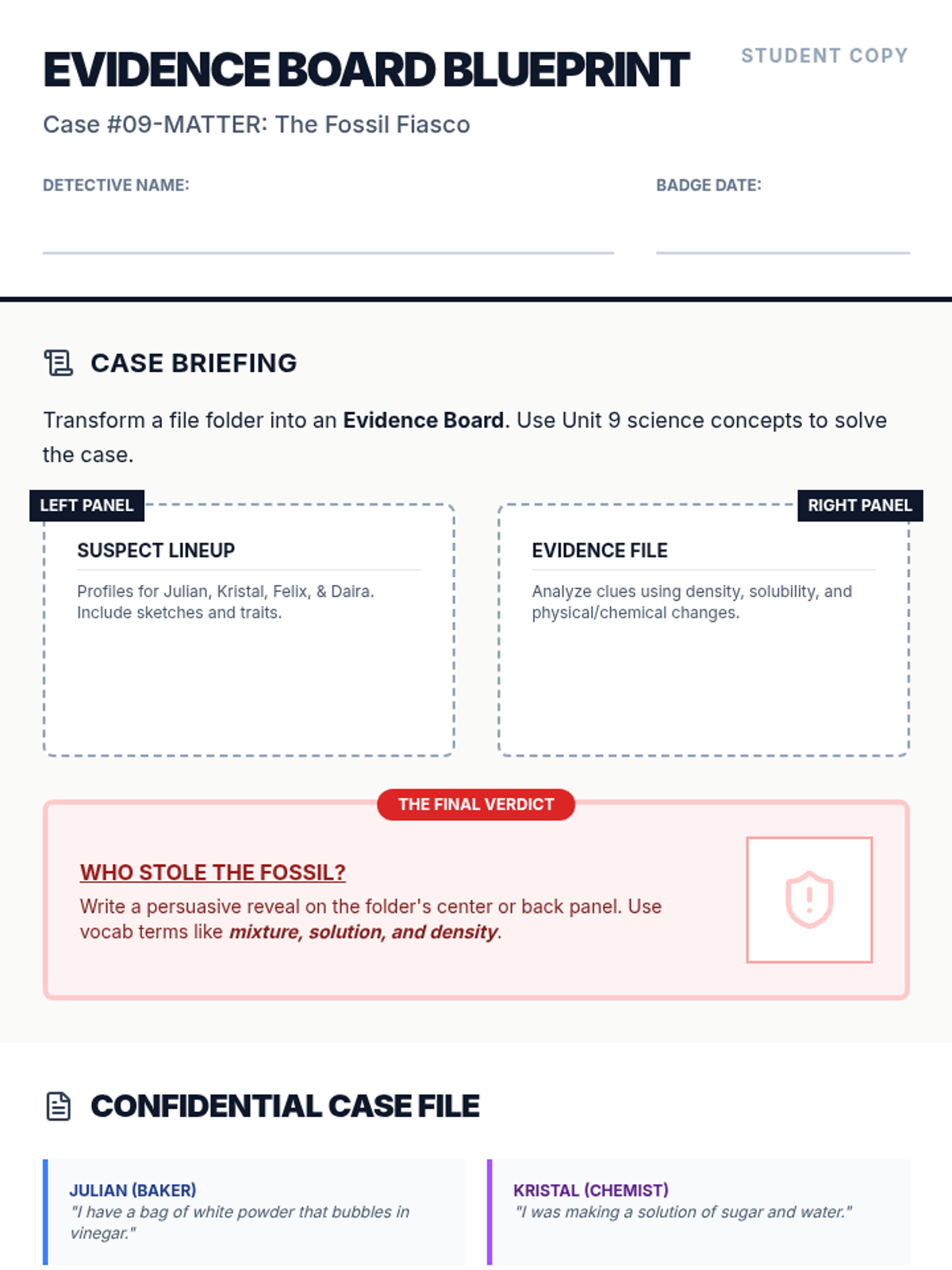 Evidence Board Blueprint Handout