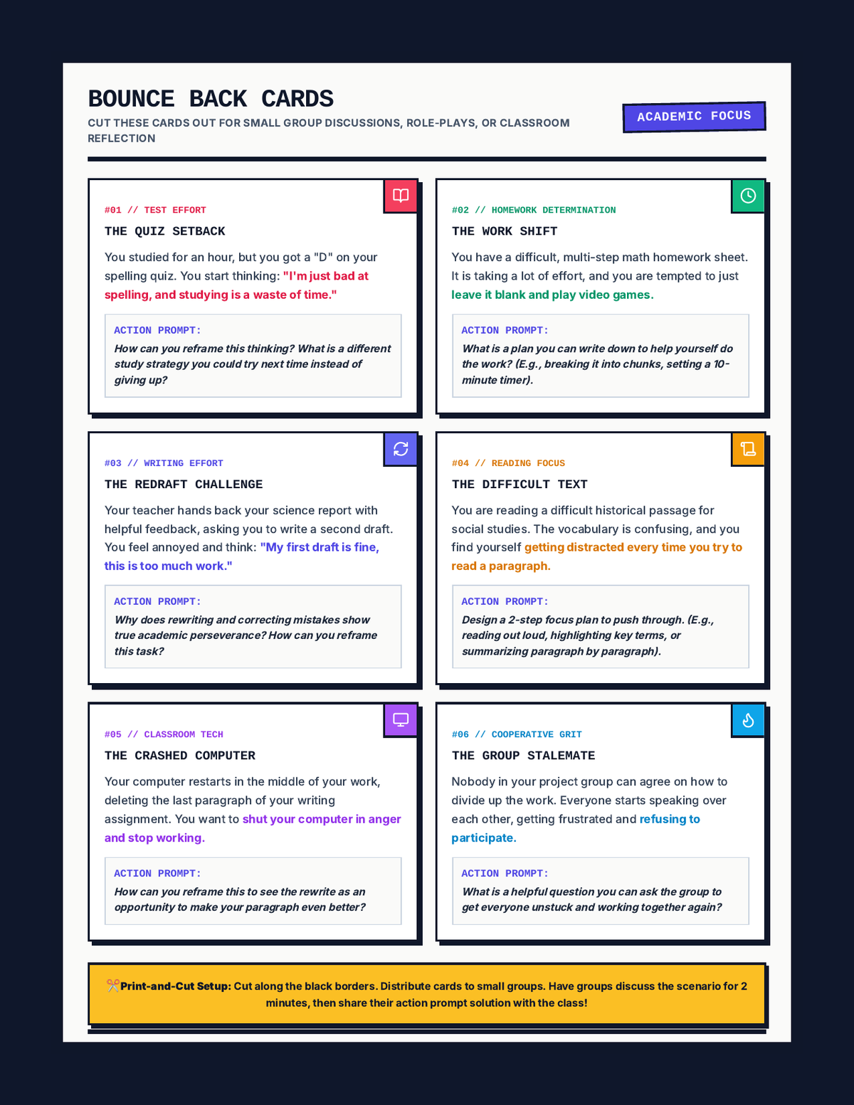 Bounce Back Task Cards page 1