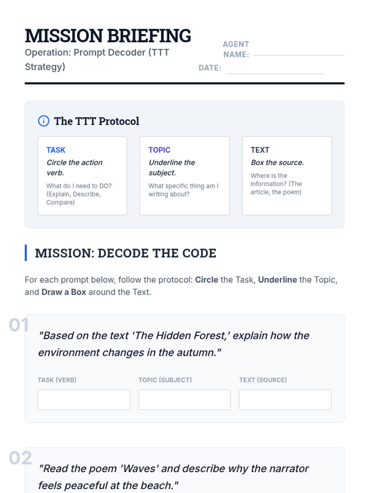 Prompt Decoders Worksheet