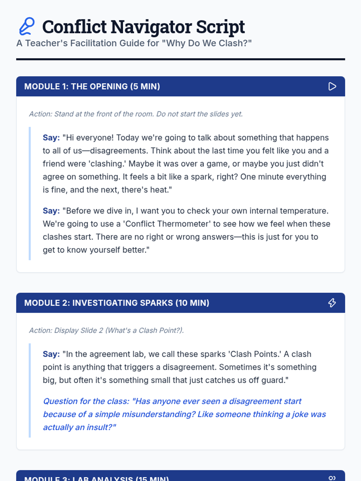 Navigator Script Why Do We Clash • Lesson • Lenny Learning
