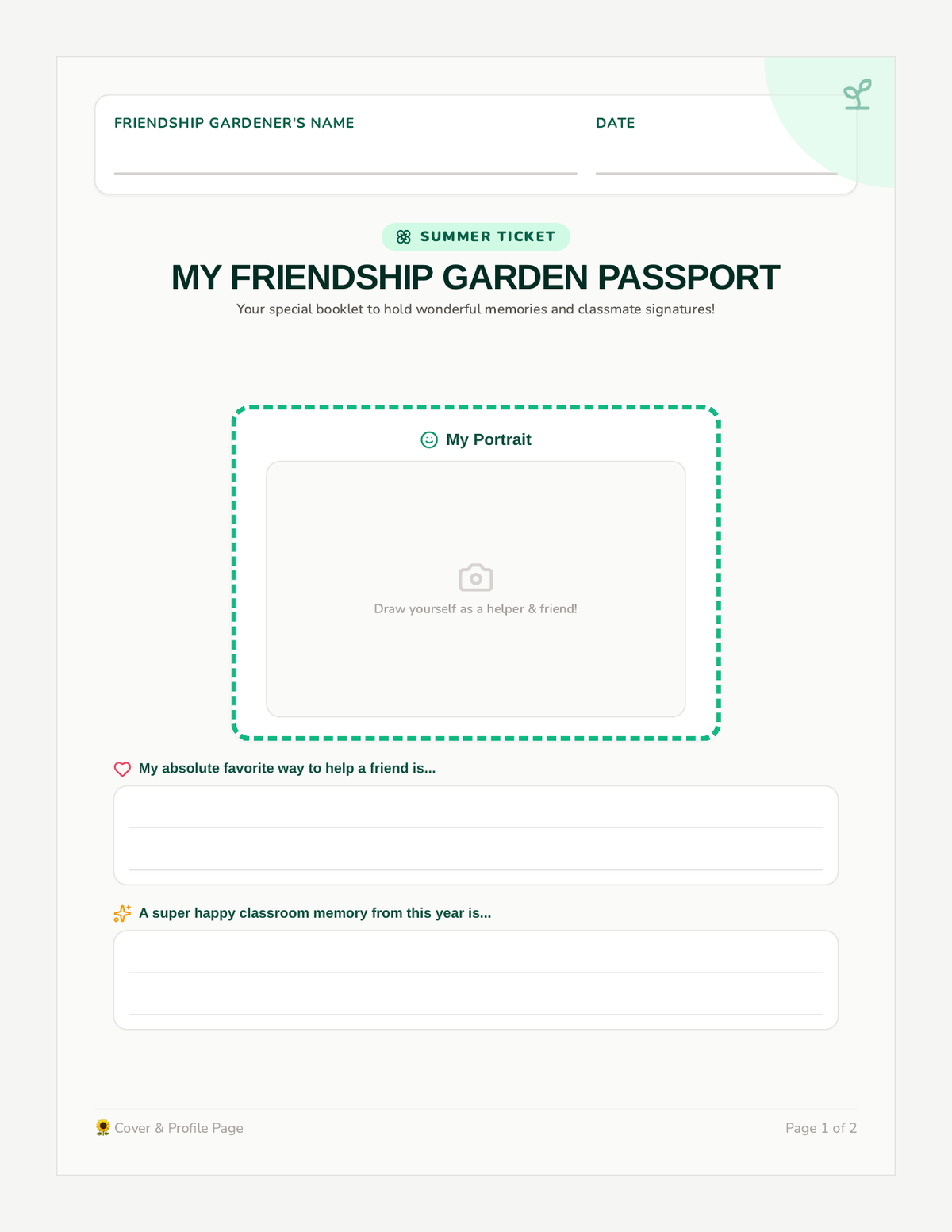 Garden Passport Activity page 1