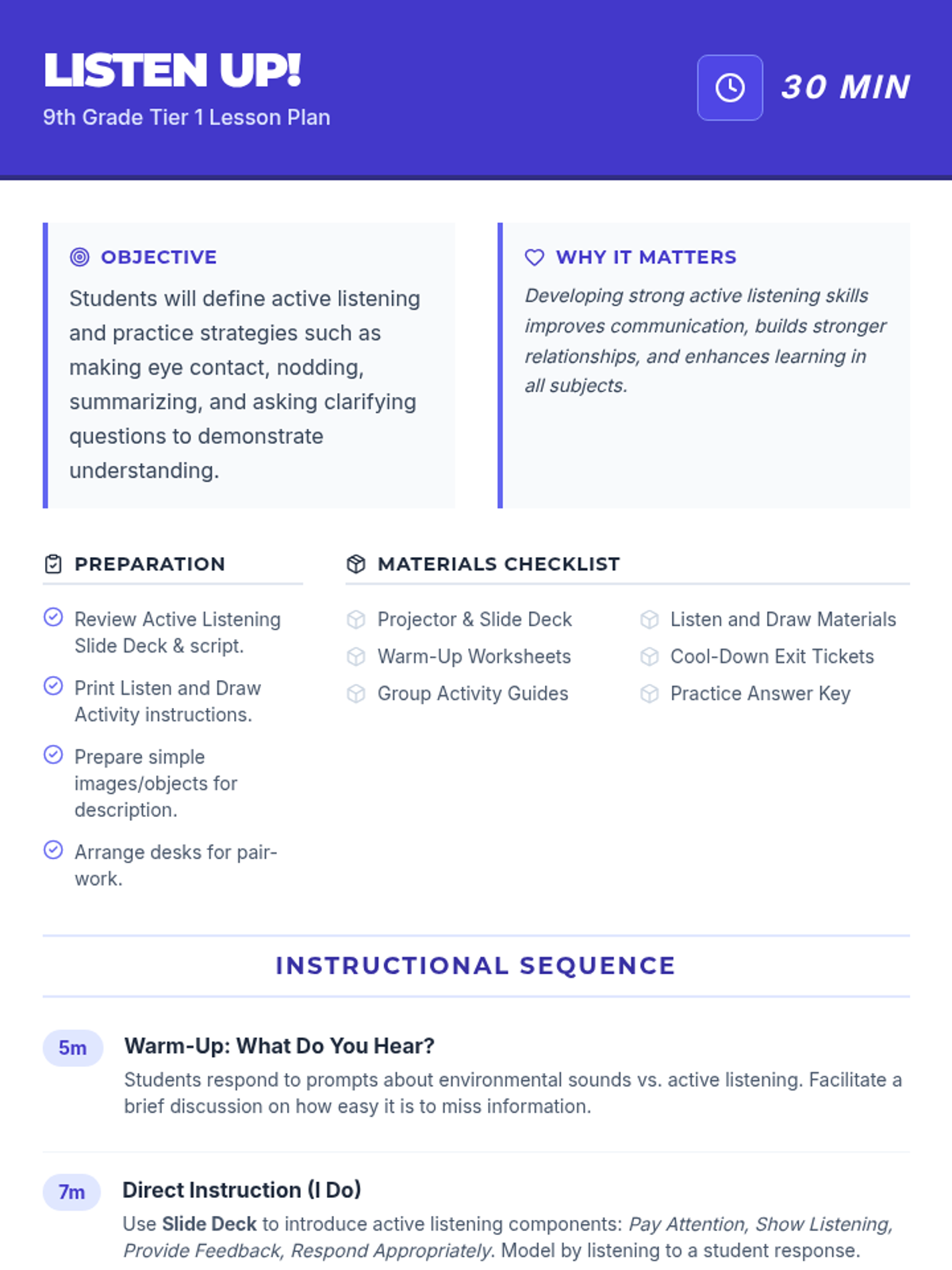 Listen Up Lesson Plan • Material • Lenny Learning