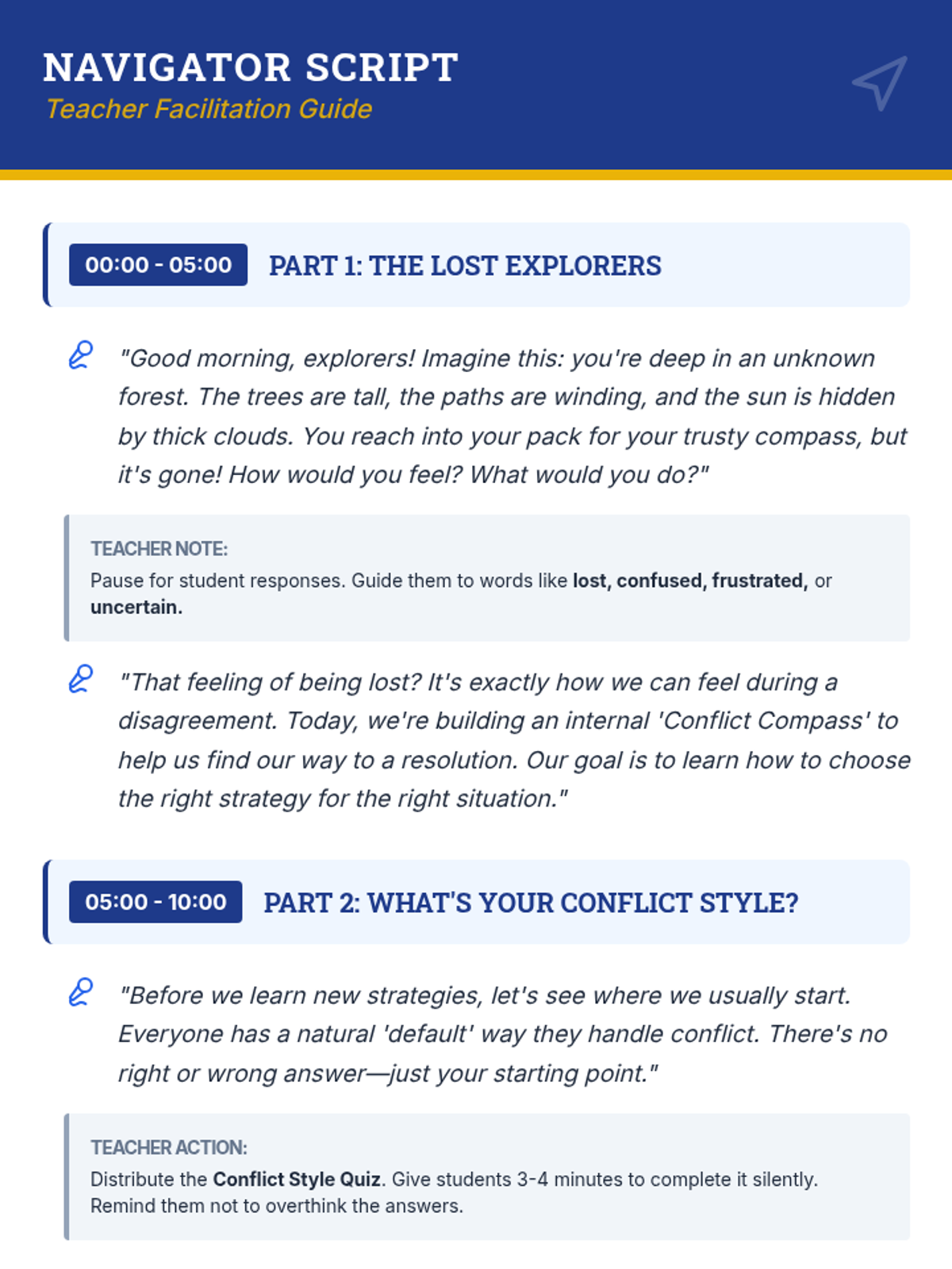 Navigator Script Navigator Script Facilitation Guide • Material • Lenny Learning