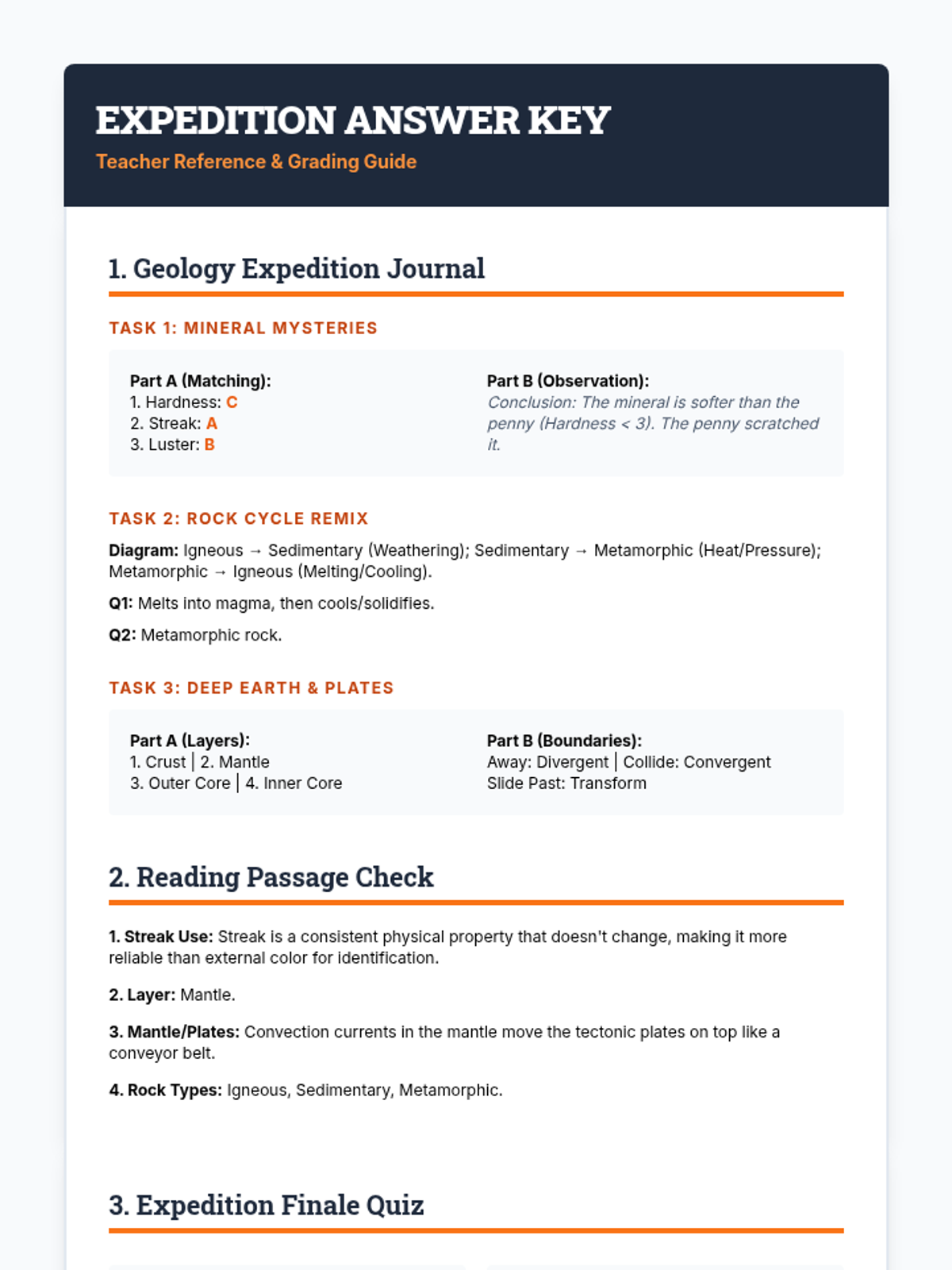 Expedition Answer Key Teacher Guide