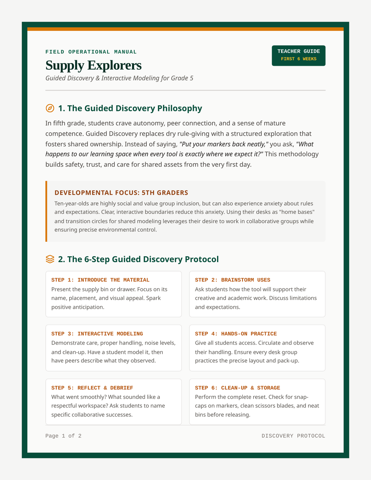 Supply Explorers Teacher Guide page 1