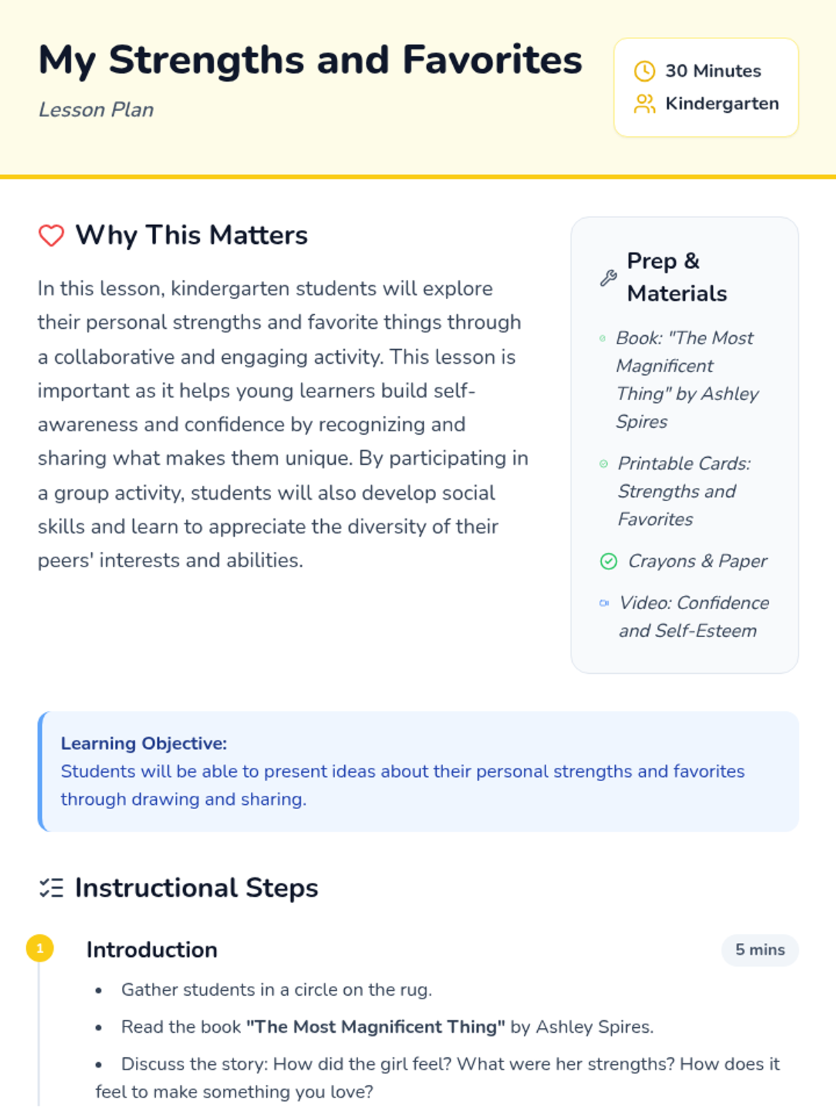 My Strengths and Favorites • Lesson • Lenny Learning
