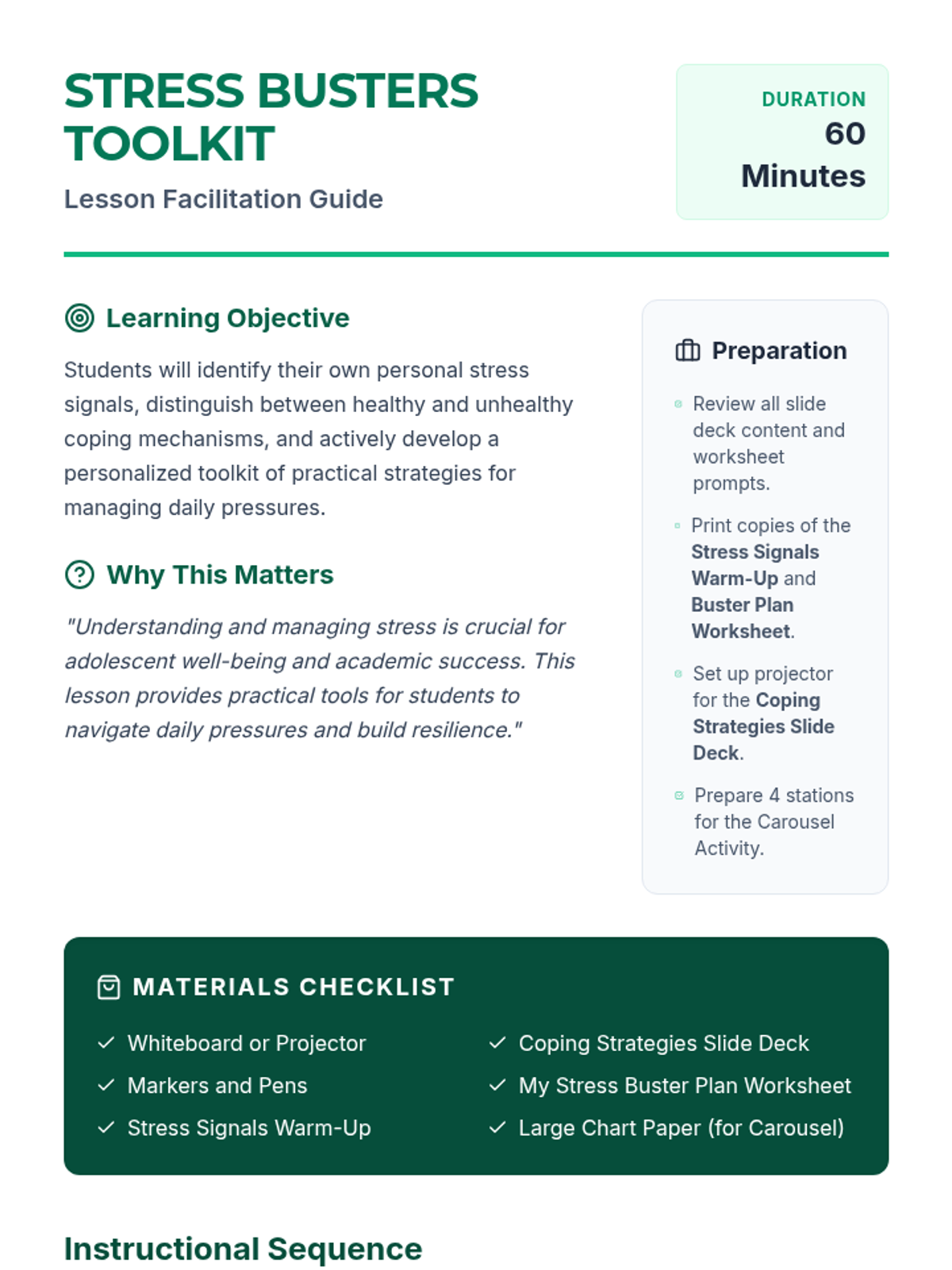 Stress Busters Toolkit • Lesson • Lenny Learning