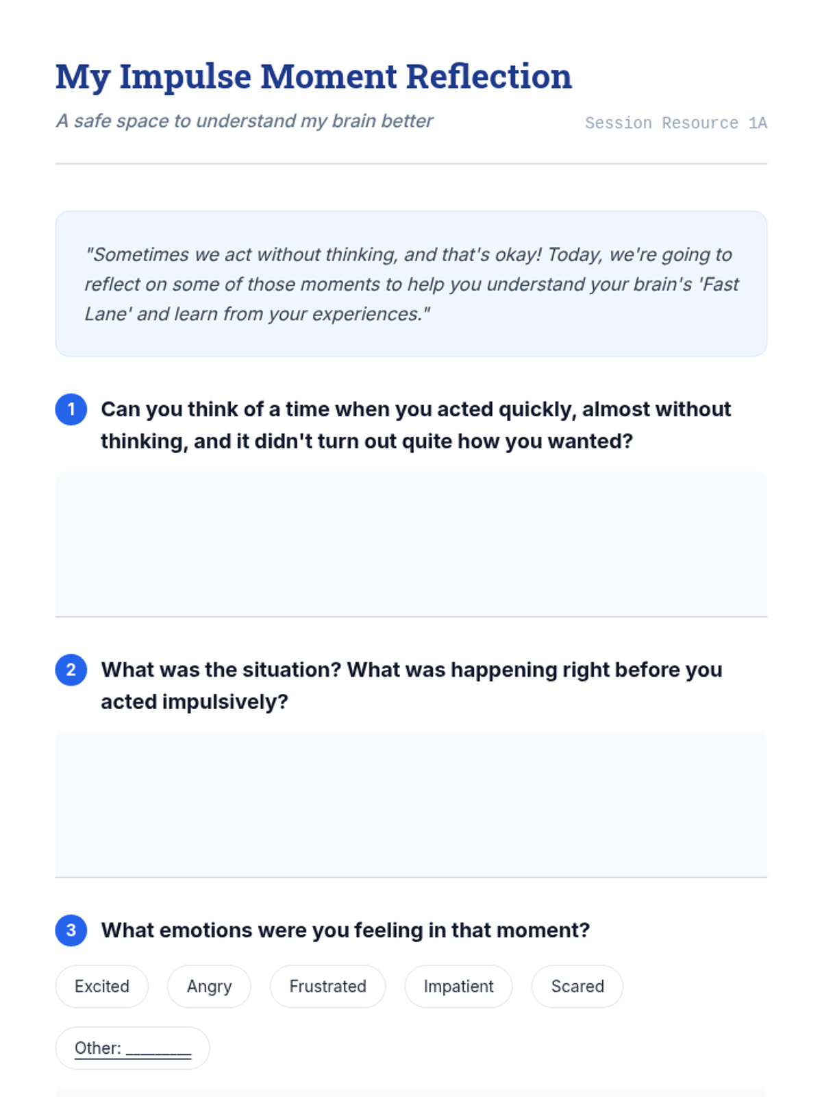 My Impulse Moment Reflection Guide • Material • Lenny Learning