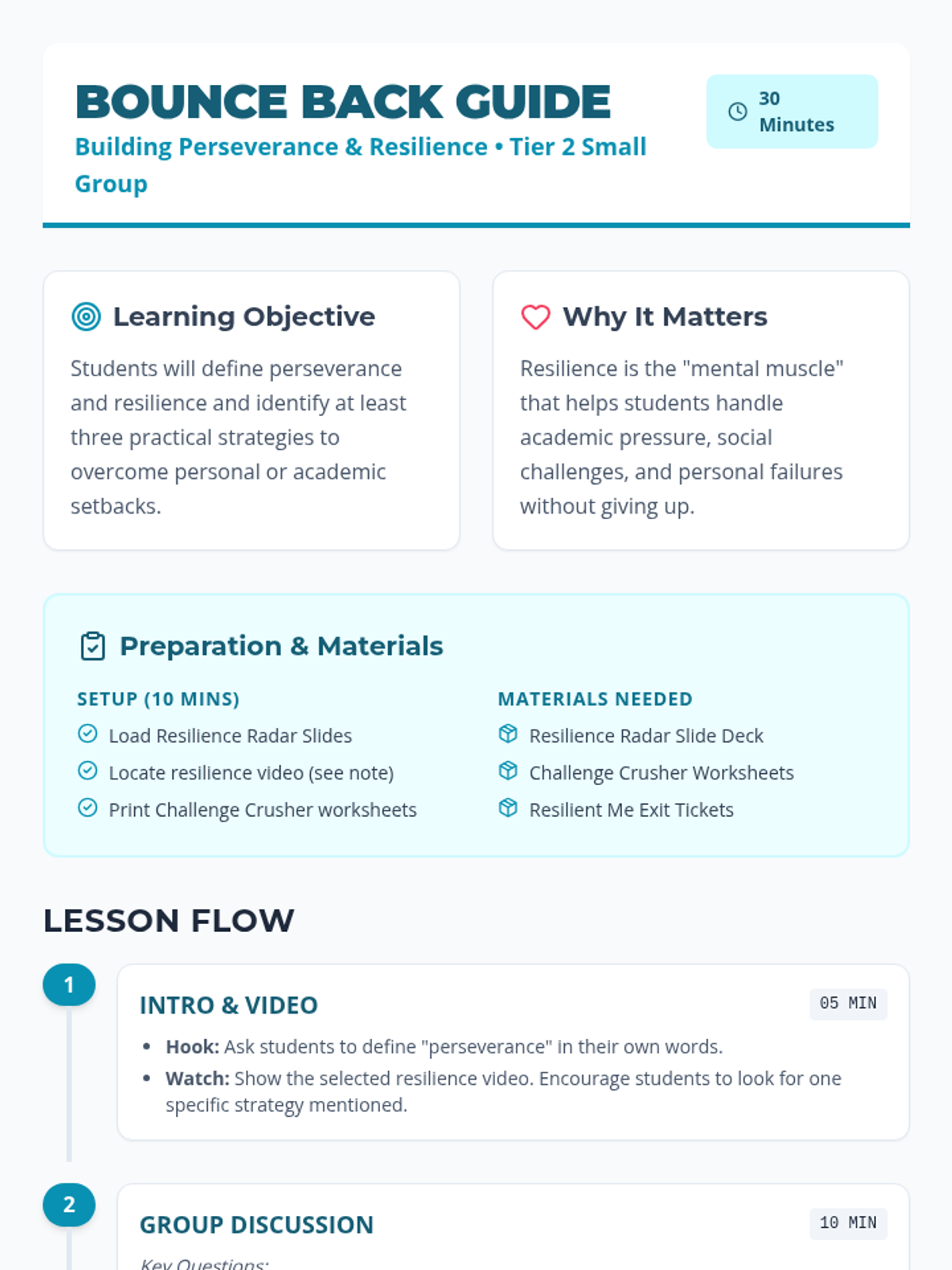 Bounce Back Guide Lesson Plan • Material • Lenny Learning