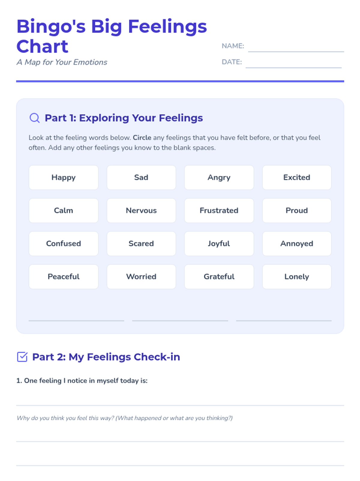 Bingo's Big Feelings Chart • Lesson • Lenny Learning