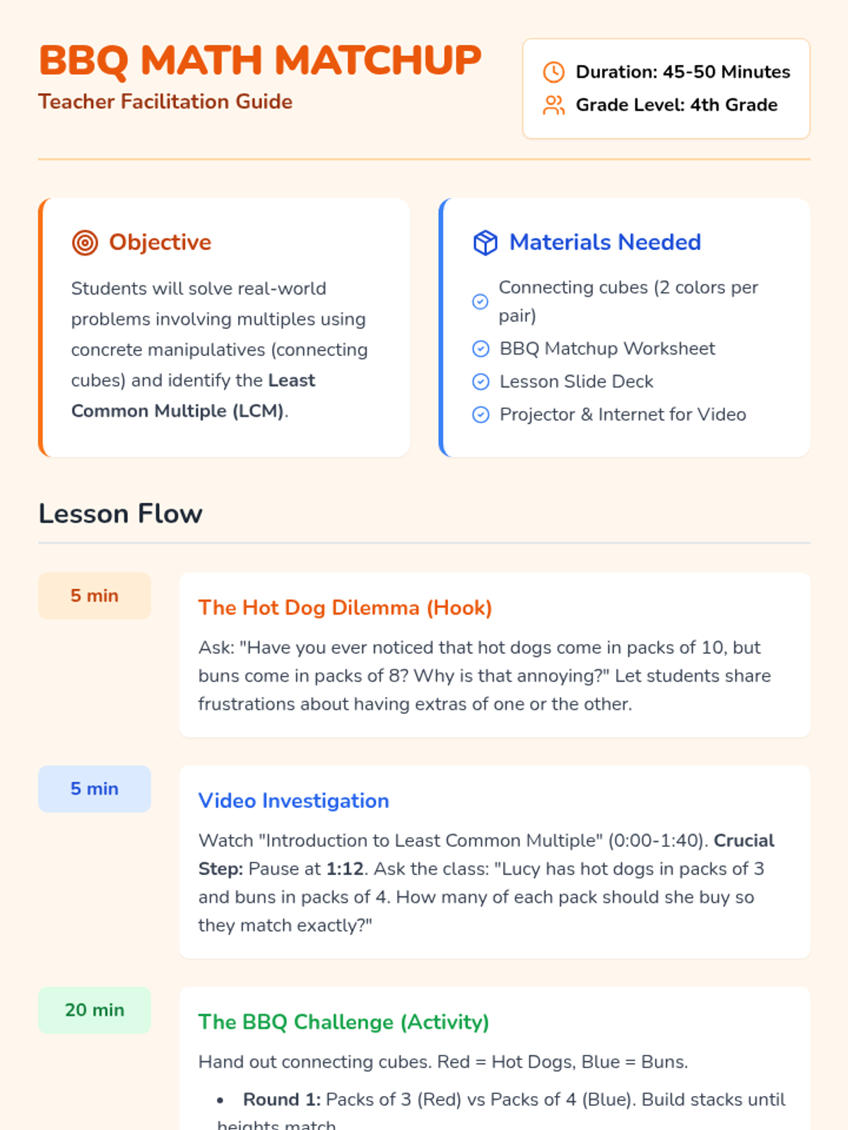 BBQ Math Teacher Guide • Material • Lenny Learning