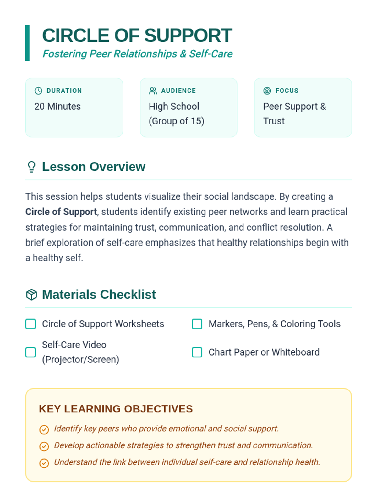 Circle of Support Facilitator Guide • Material • Lenny Learning