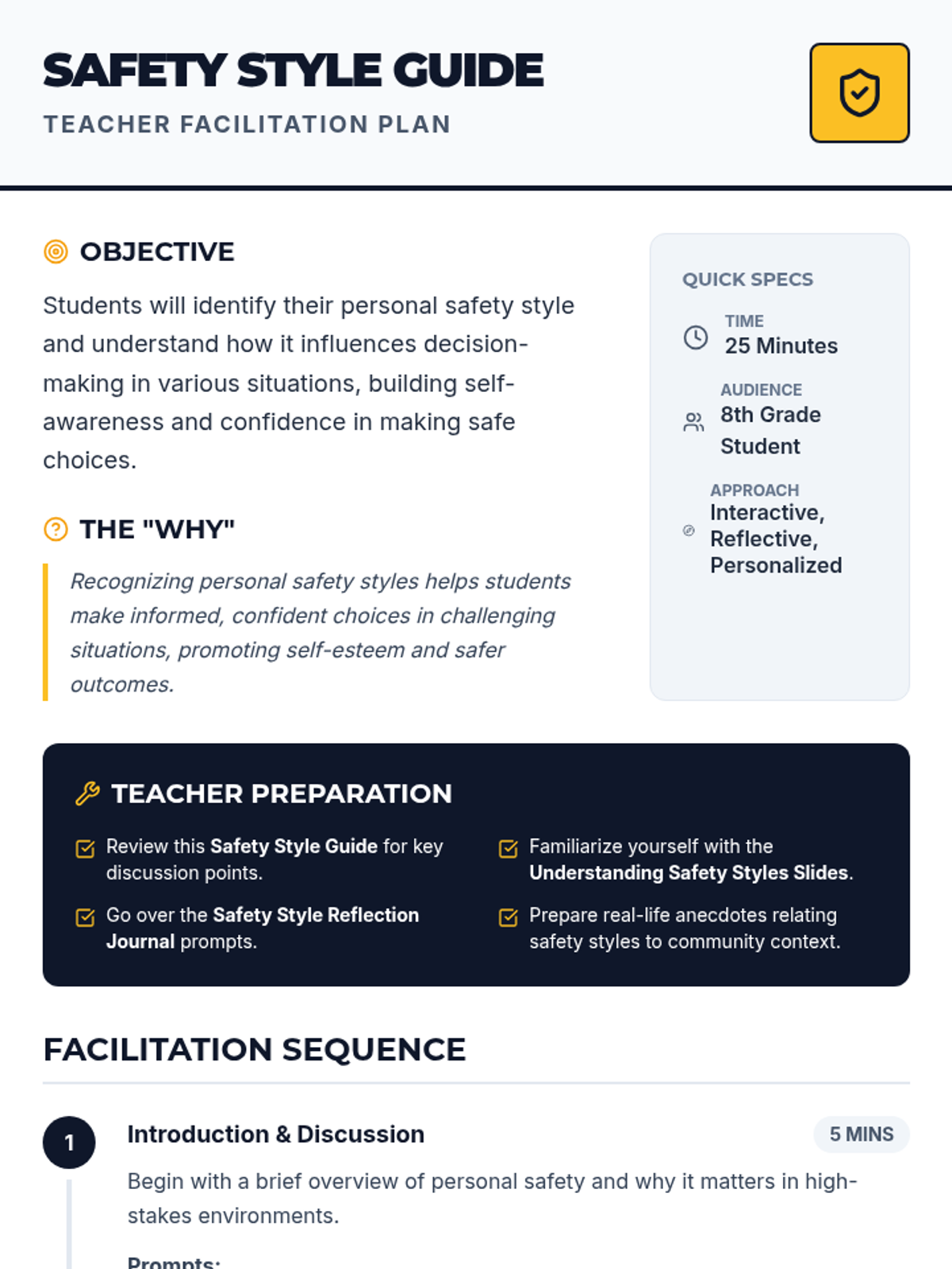 Safety Style Guide Teacher Resource • Material • Lenny Learning
