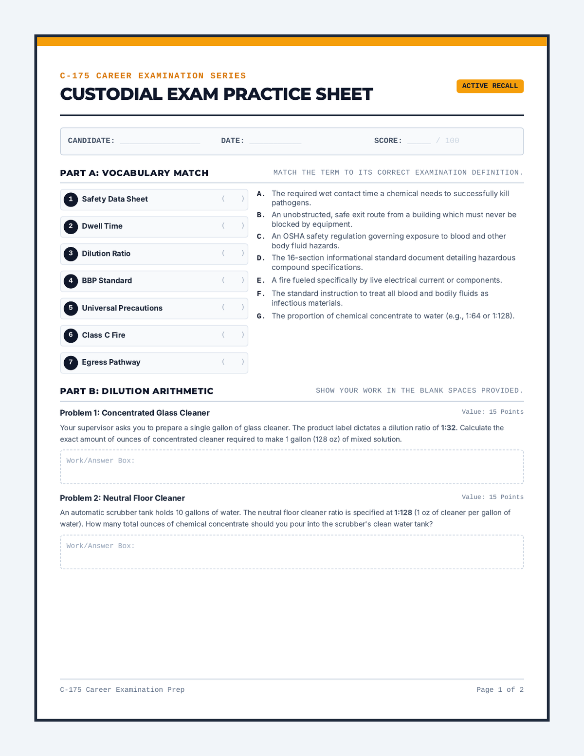 C175 Practice Worksheet page 1