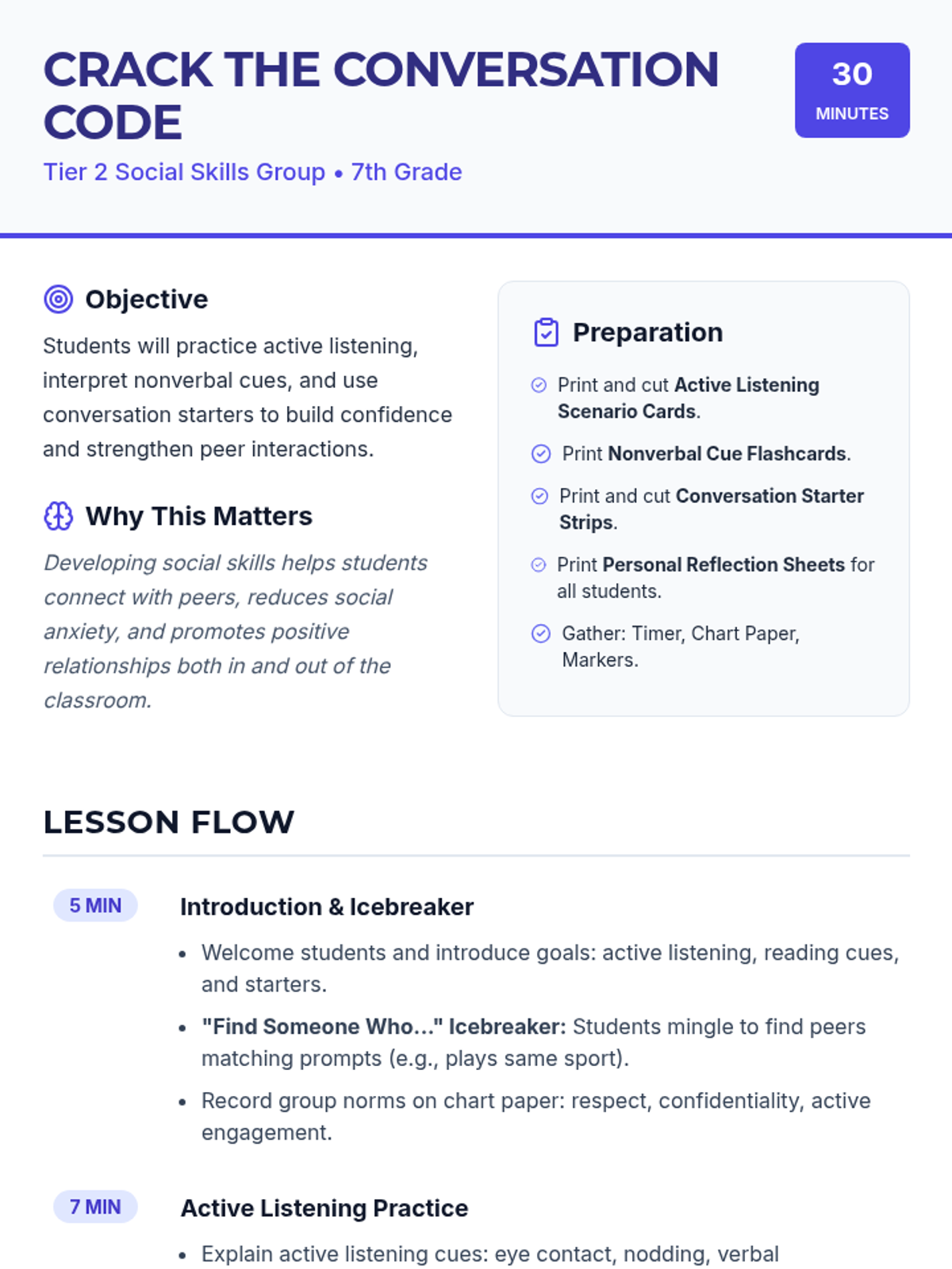 Conversation Code Lesson Plan • Material • Lenny Learning