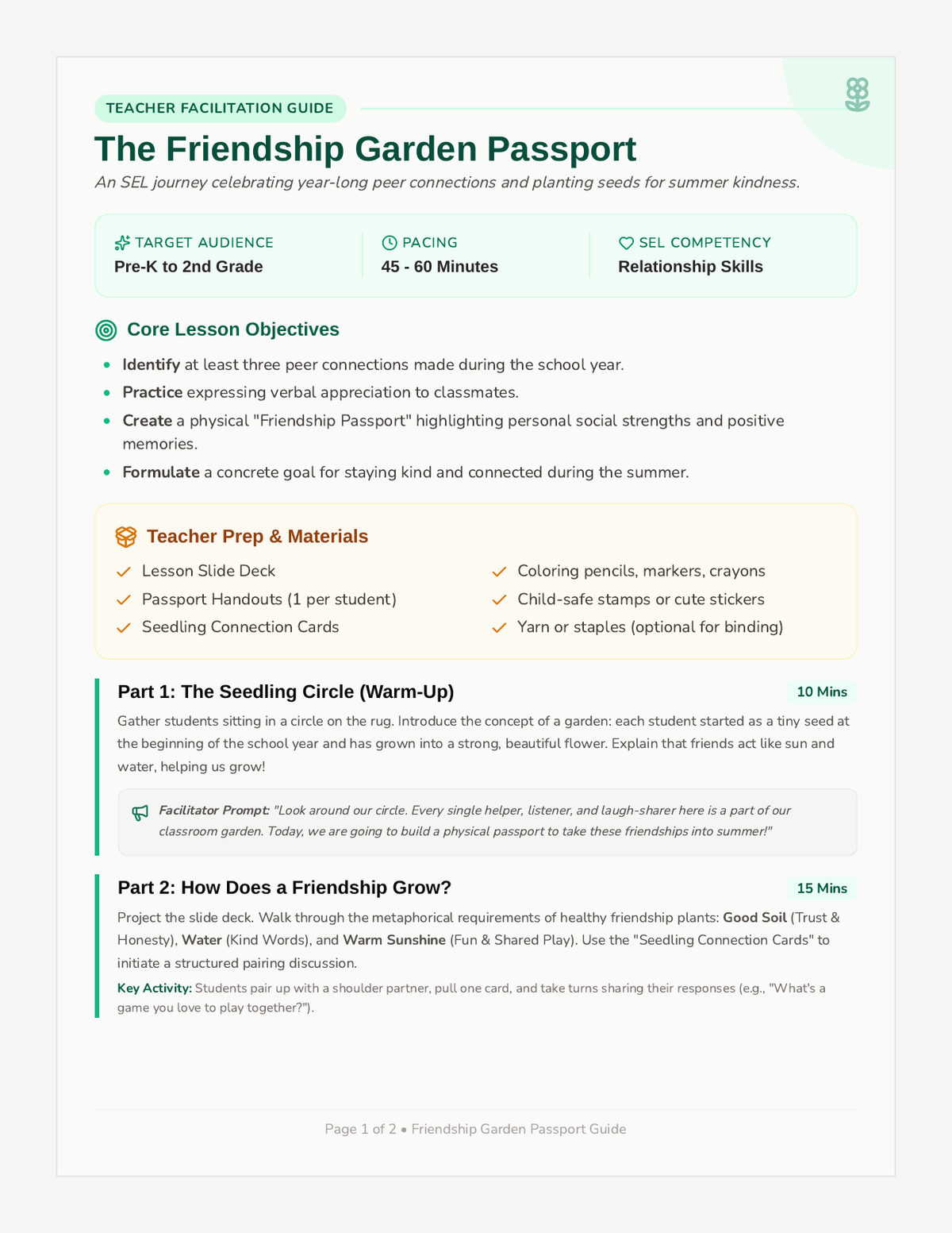 Garden Guide Lesson Plan page 1