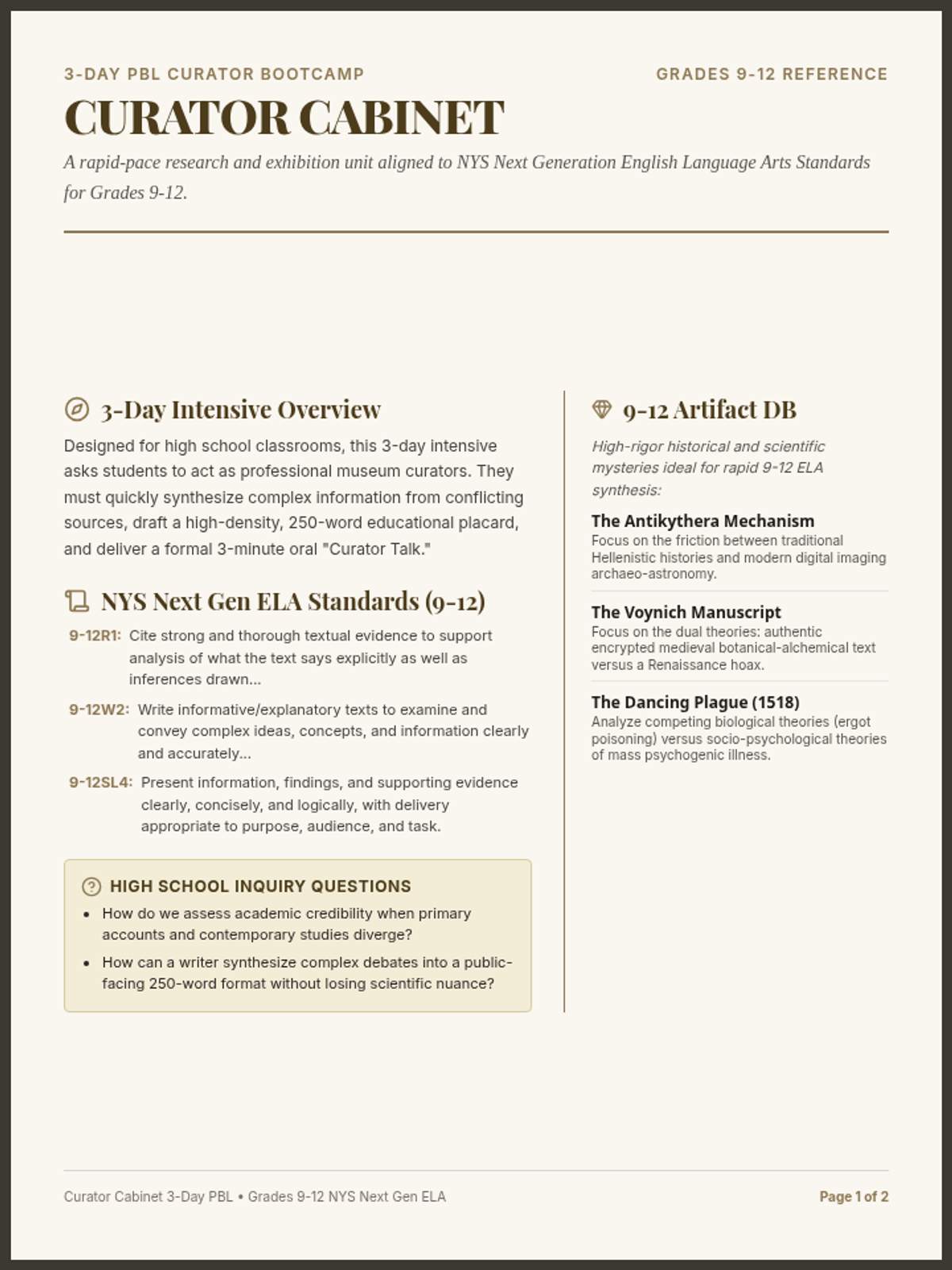 Curator Teacher Guide