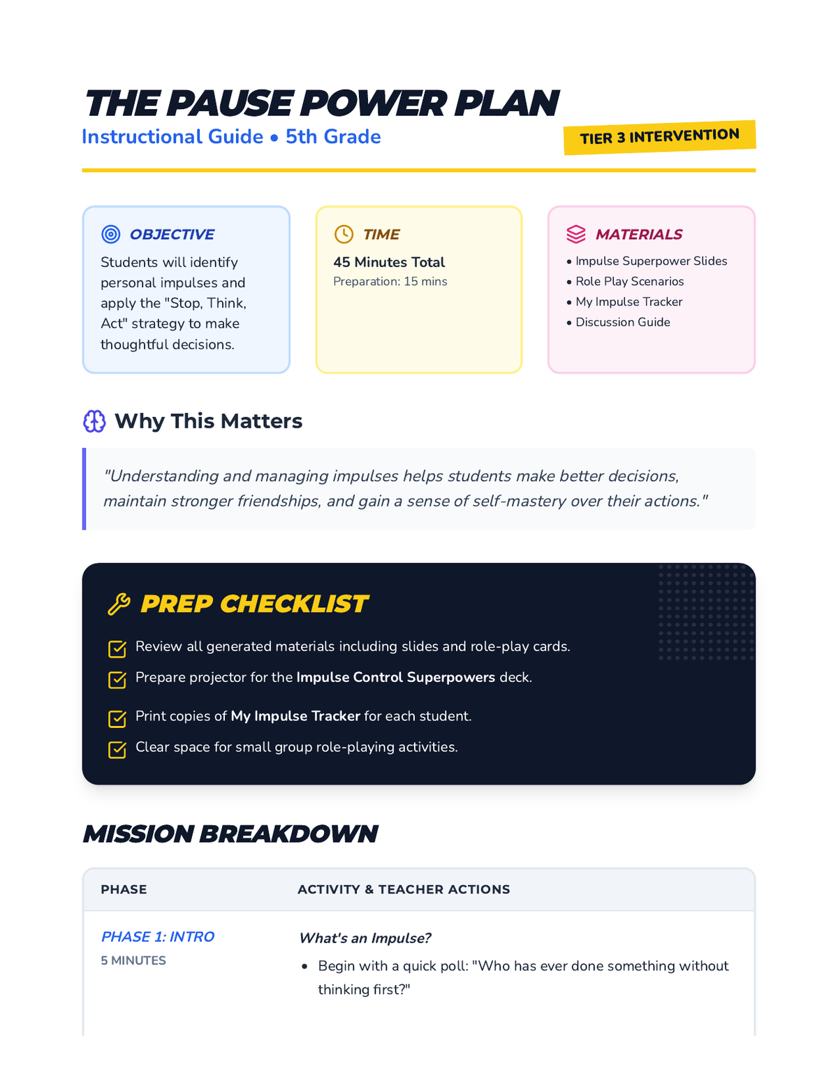 The Pause Power Plan Lesson Plan page 1