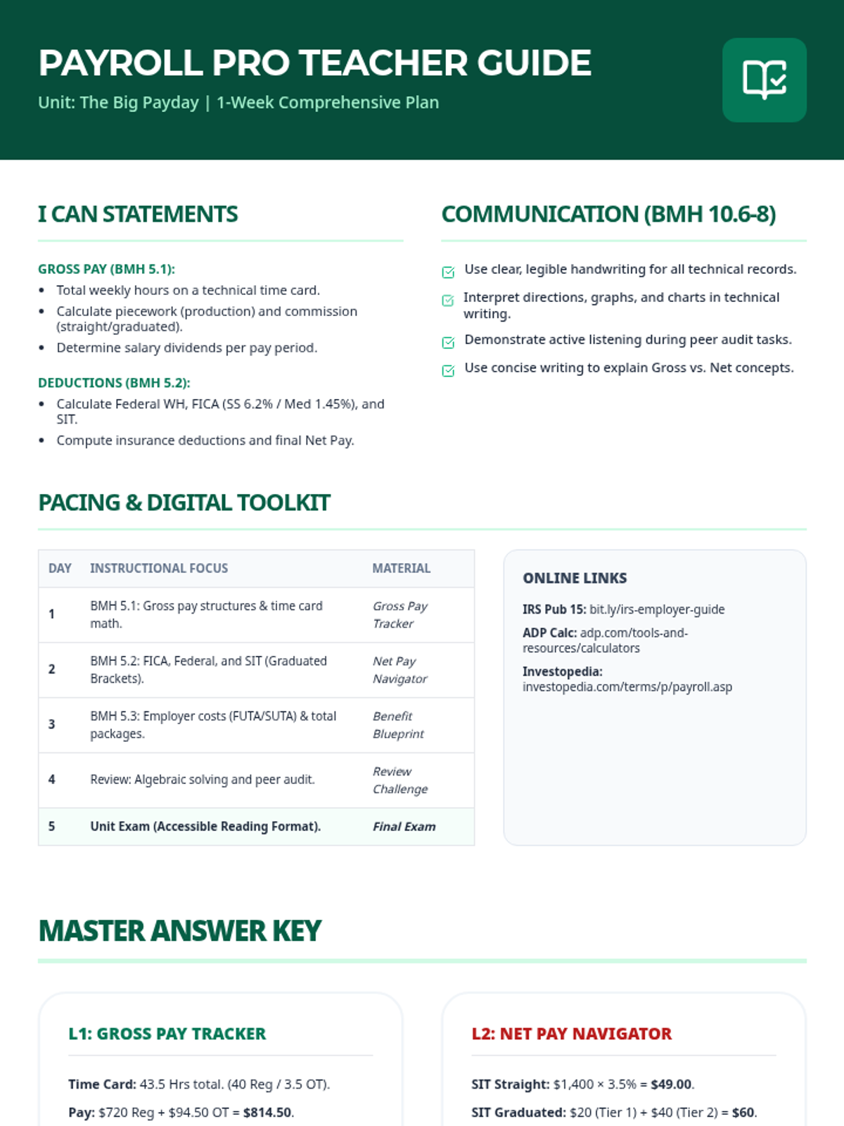 Payroll Pro Teacher Guide