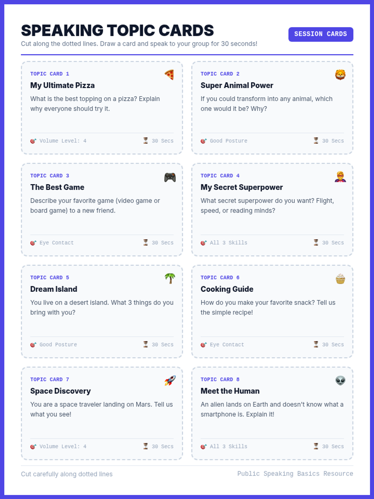 Speaking Topic Cards