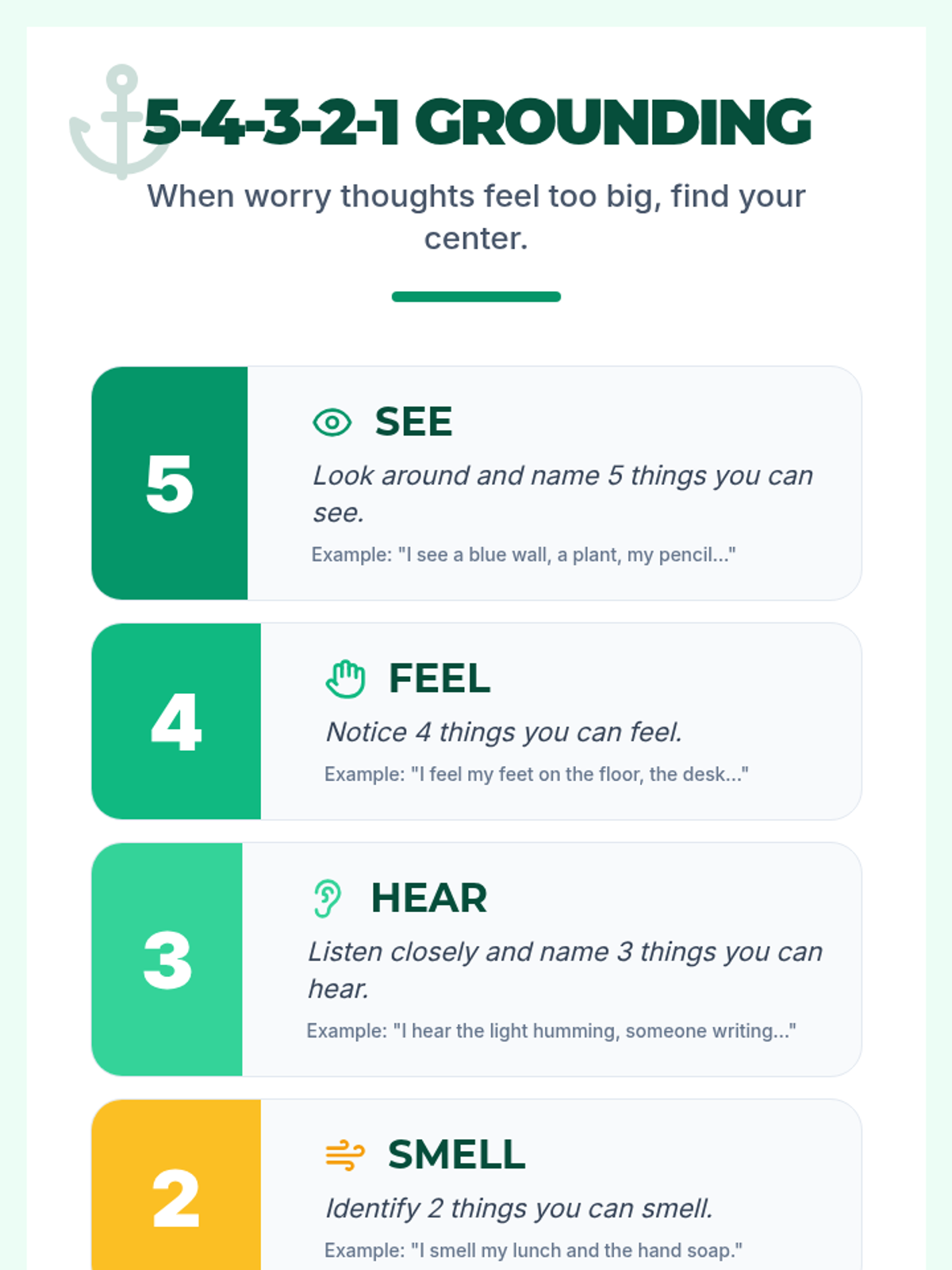Grounding Techniques Poster Handout • Material • Lenny Learning