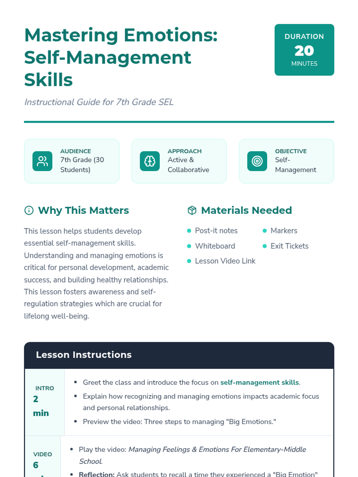 Mastering Emotions Teacher Guide • Material • Lenny Learning