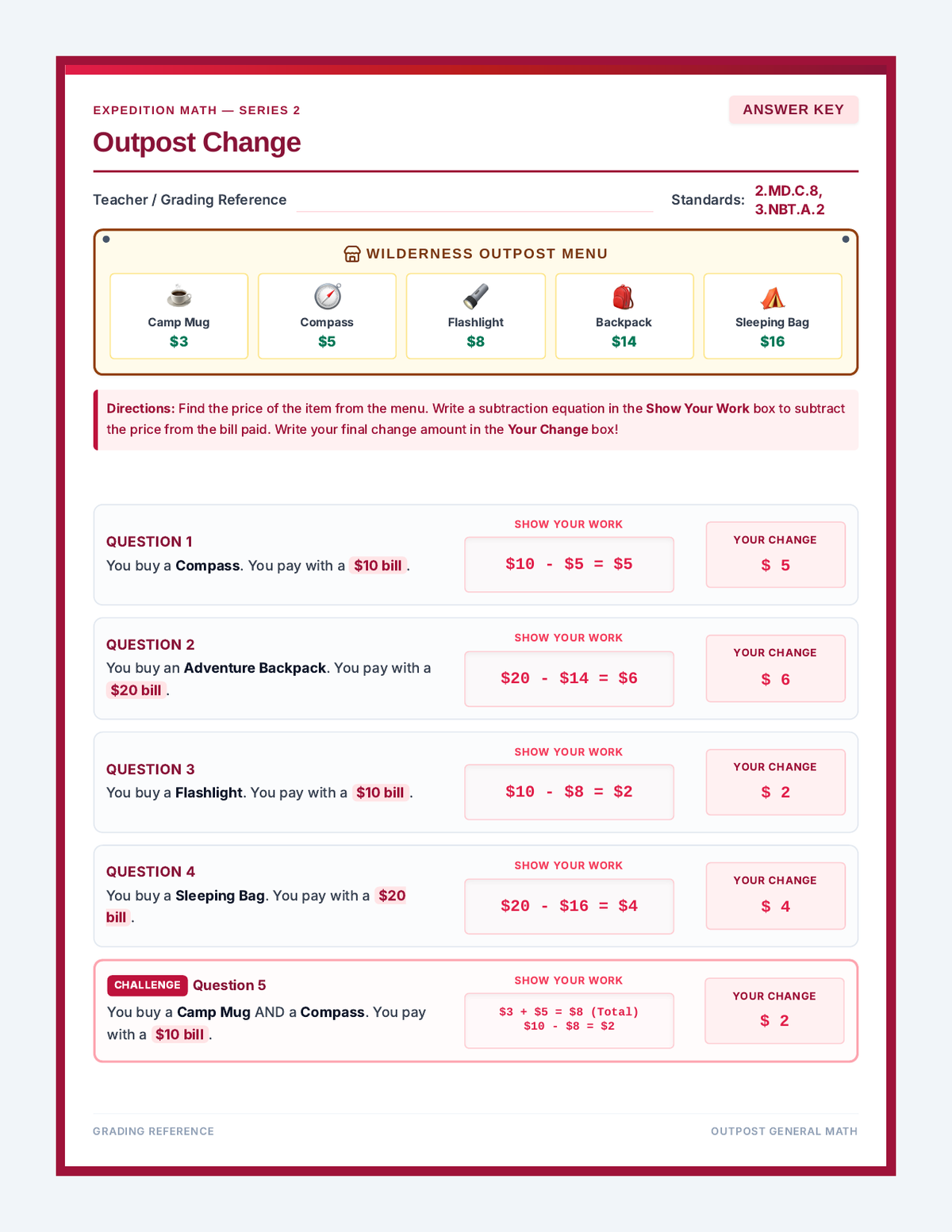 Outpost Change Answer Key page 1