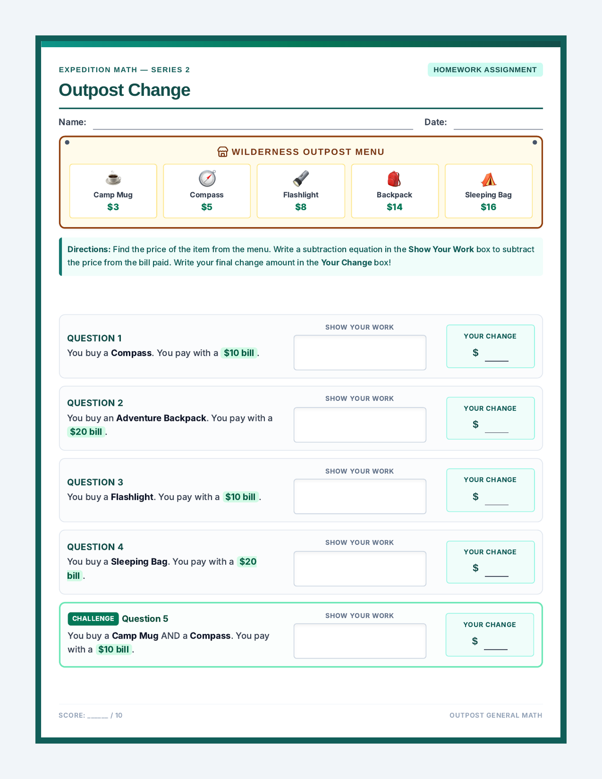 Outpost Change Worksheet page 1