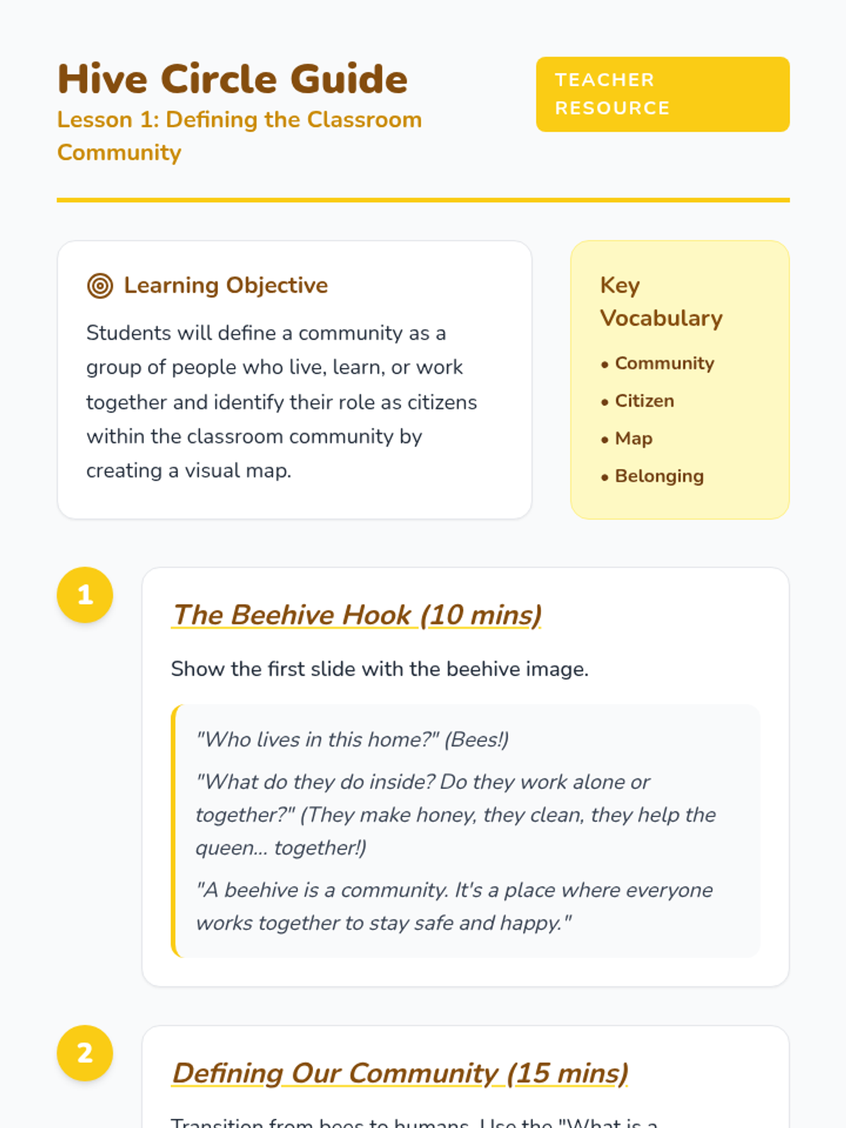 Our Classroom Hive • Lesson • Lenny Learning