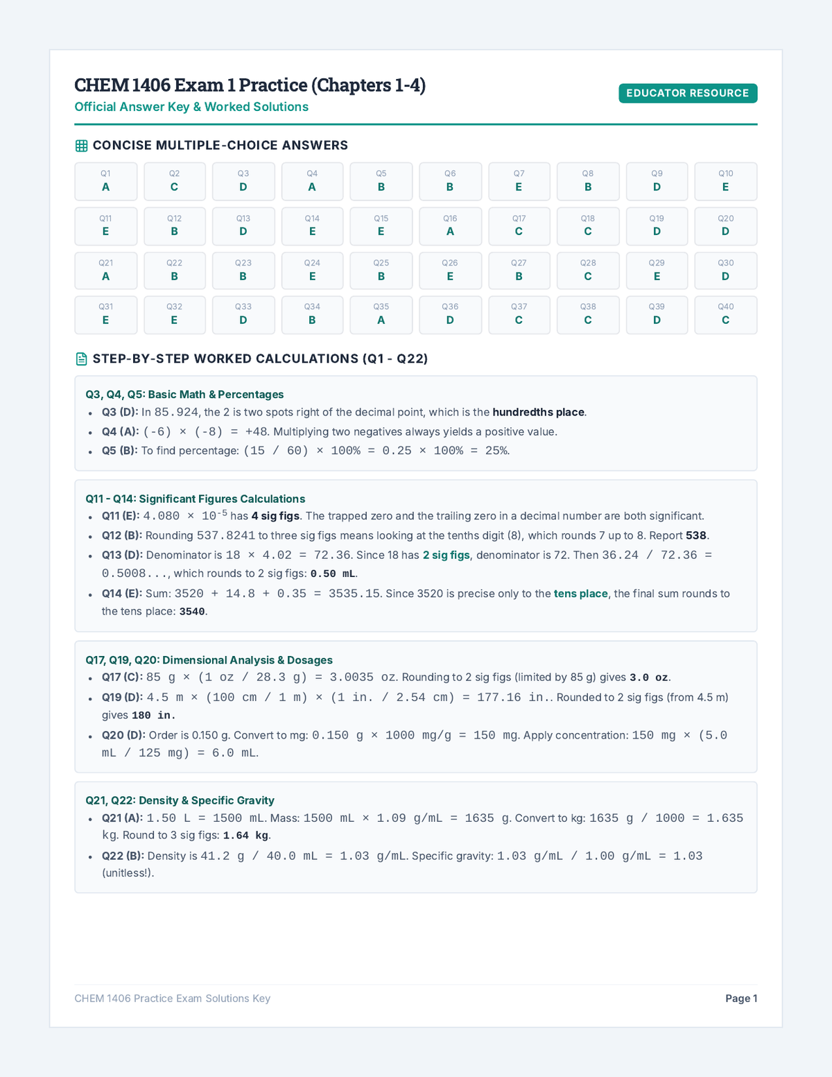 Solutions Key page 1