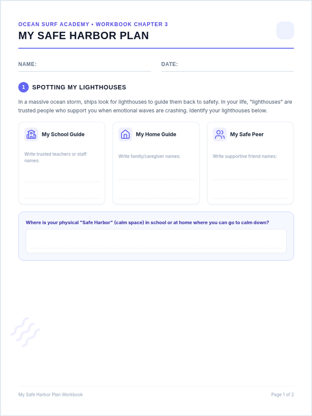 Safe Harbor Student Worksheet