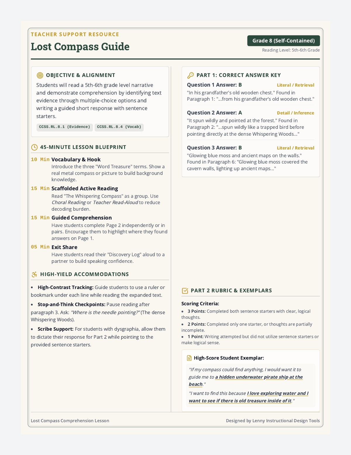 Lost Compass Teacher Guide page 1
