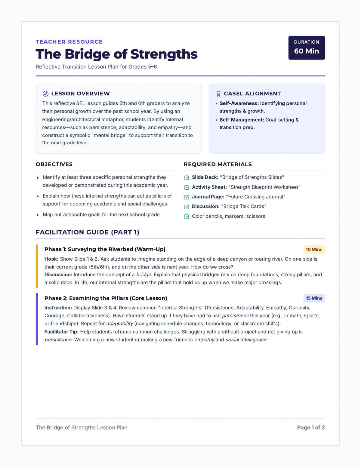 Bridge Builder Lesson Plan page 1
