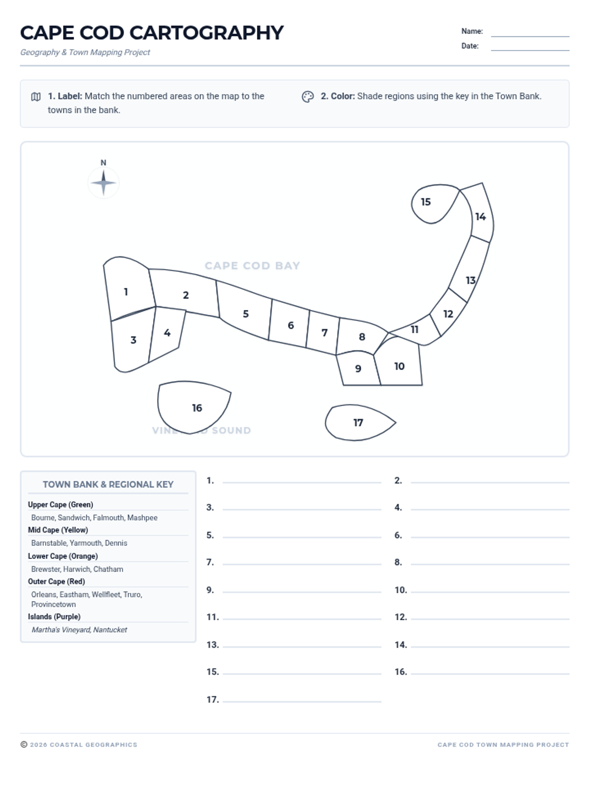 Cape Cod Cartography Worksheet