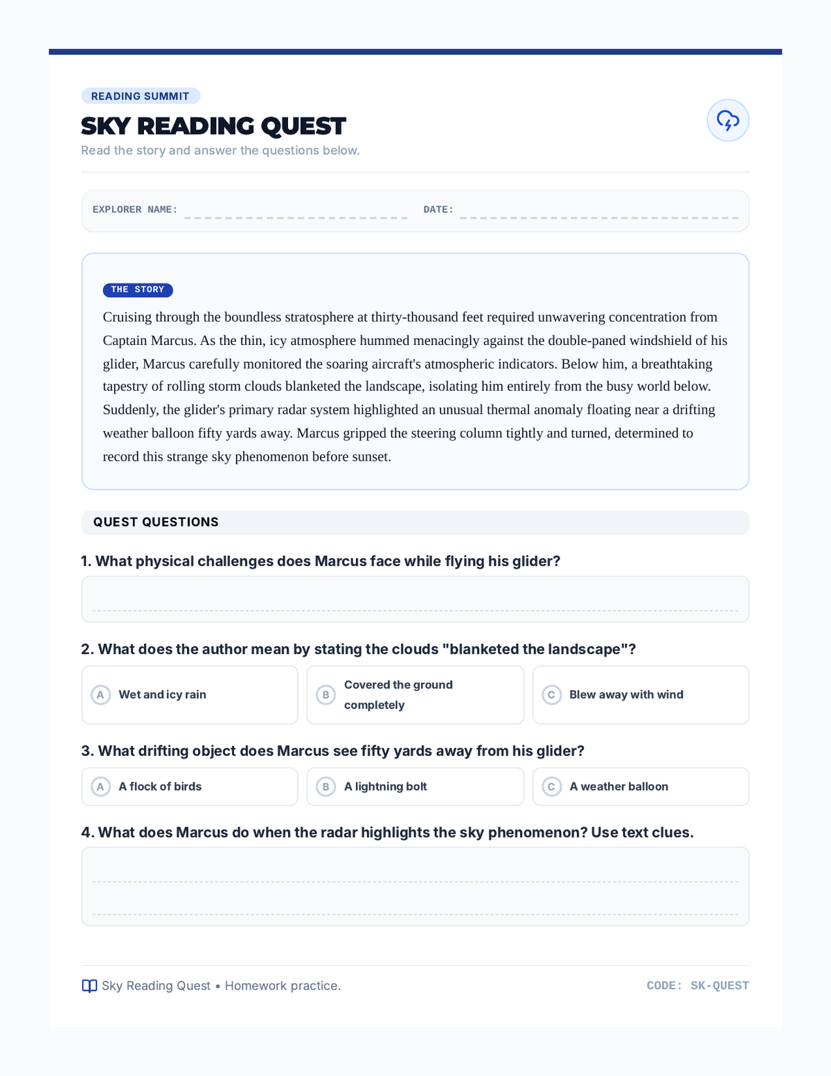 Sky Reading Quest page 1