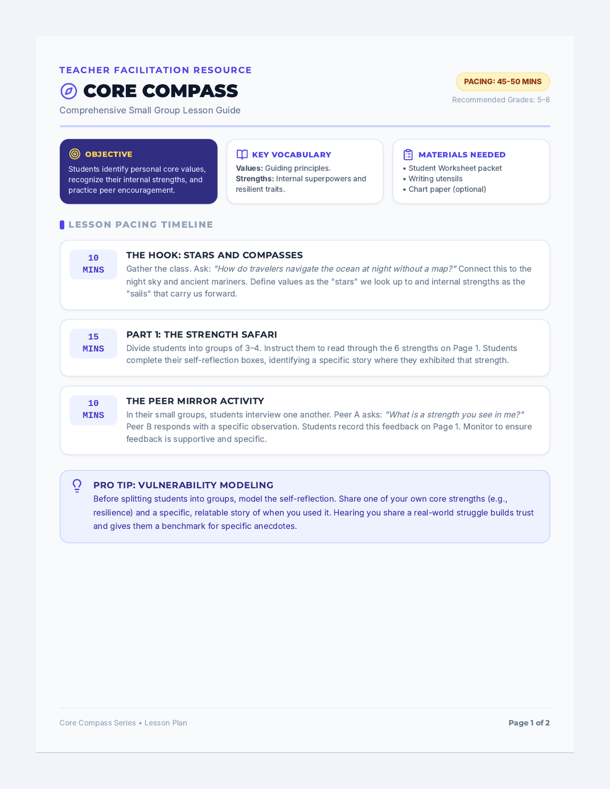 Core Compass Teacher Guide page 1