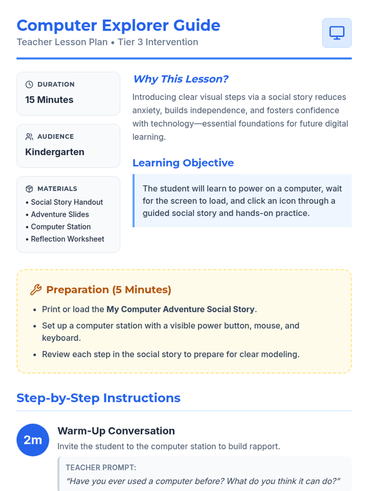 Computer Explorer Guide Lesson Plan • Material • Lenny Learning
