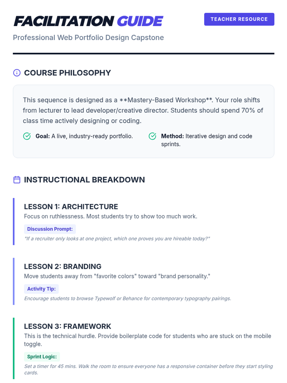 Portfolio Facilitation Guide