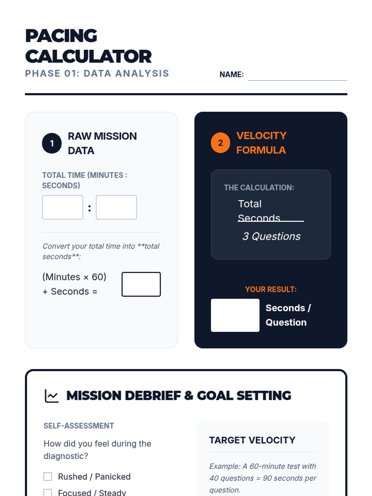 Pacing Calculator Worksheet