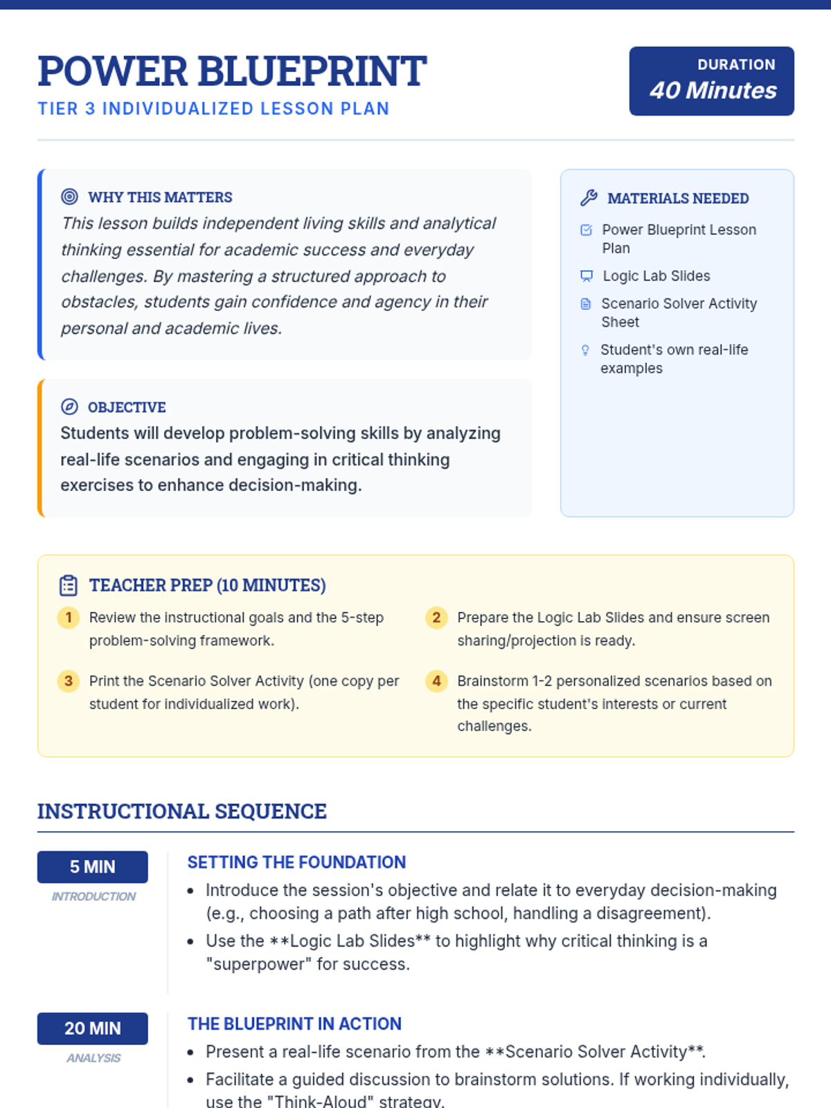 Power Blueprint Lesson Plan • Material • Lenny Learning