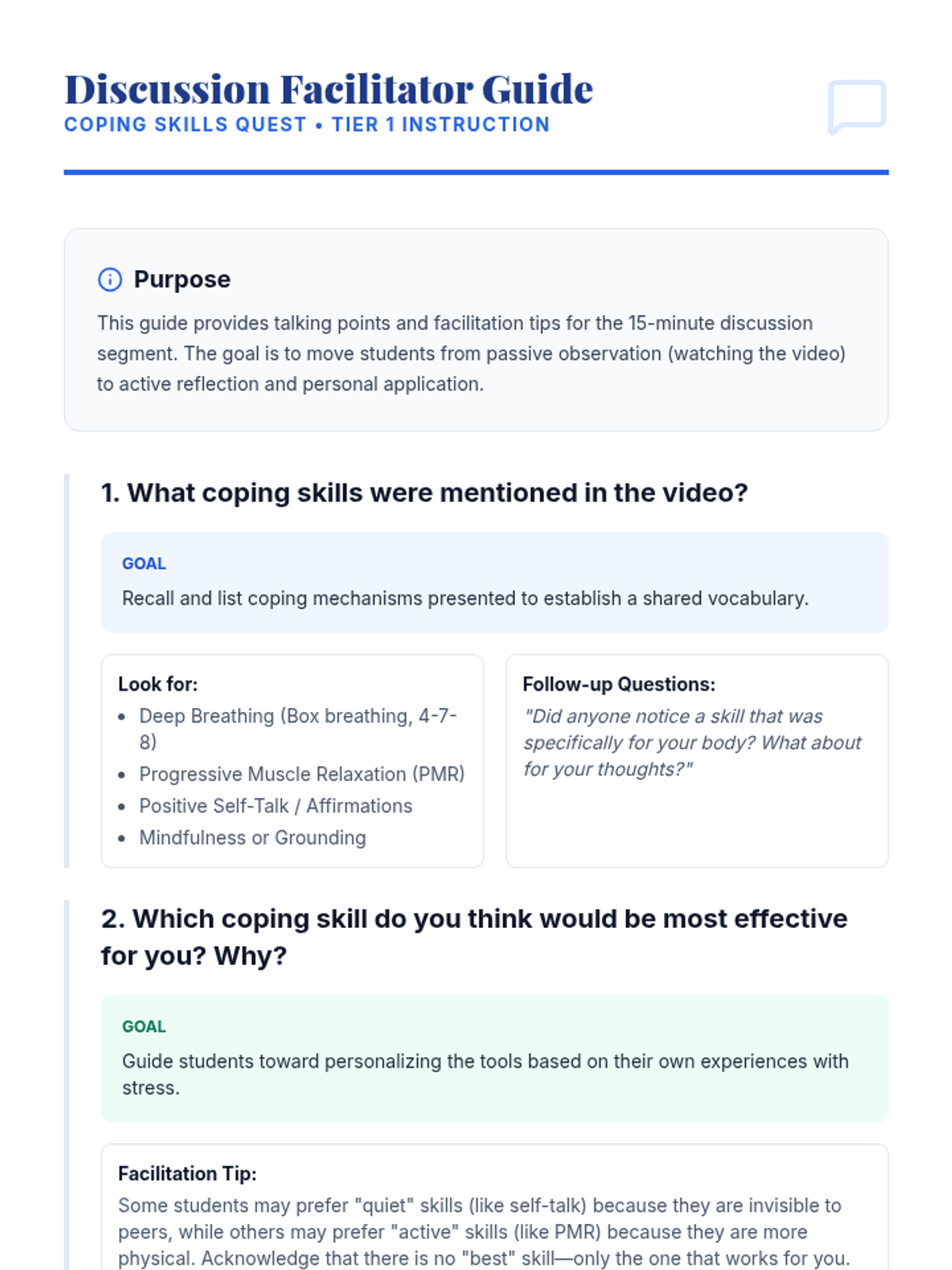 Coping Skills Quest • Lesson • Lenny Learning