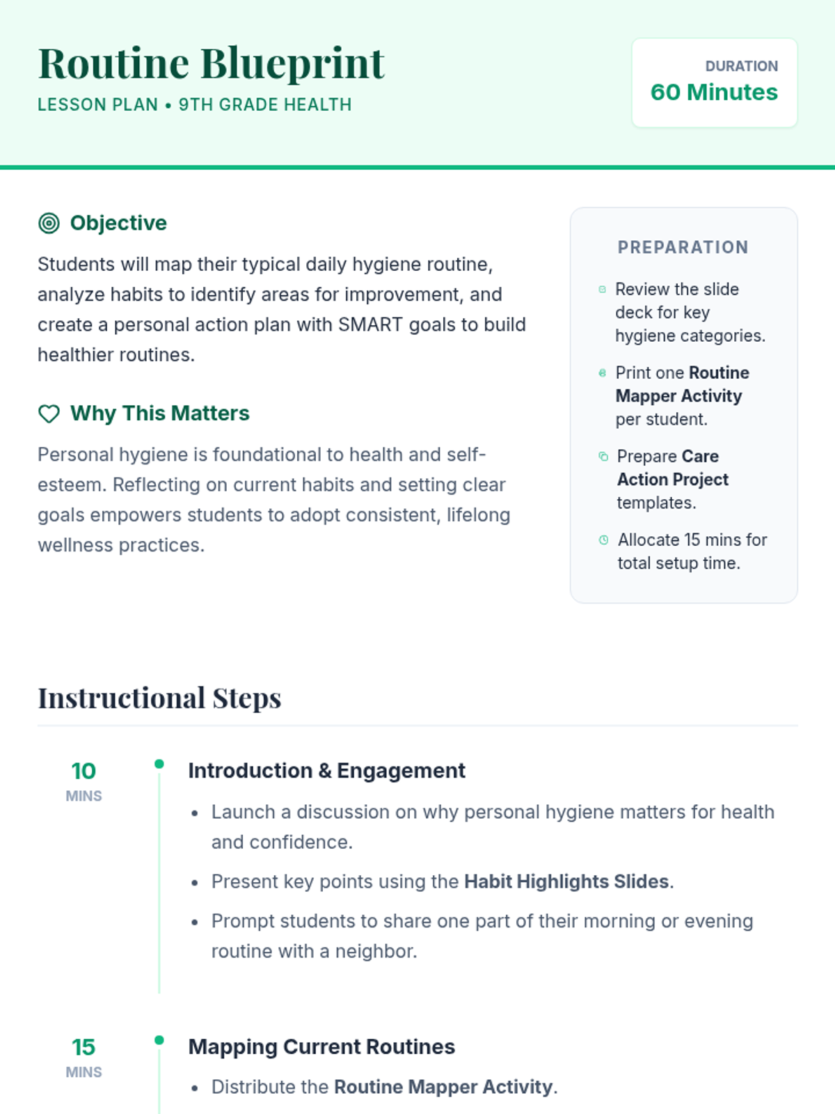 Routine Blueprint Lesson Plan • Material • Lenny Learning