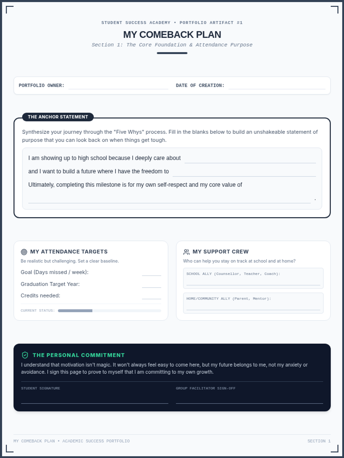 Comeback Portfolio Page 1