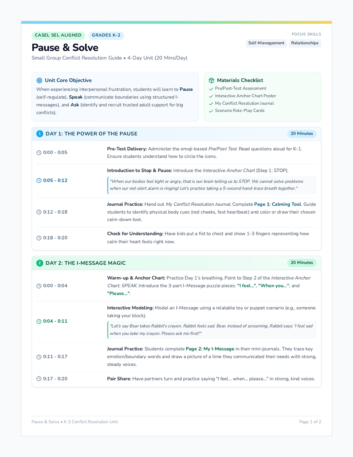 Pause and Solve Lesson Plan page 1